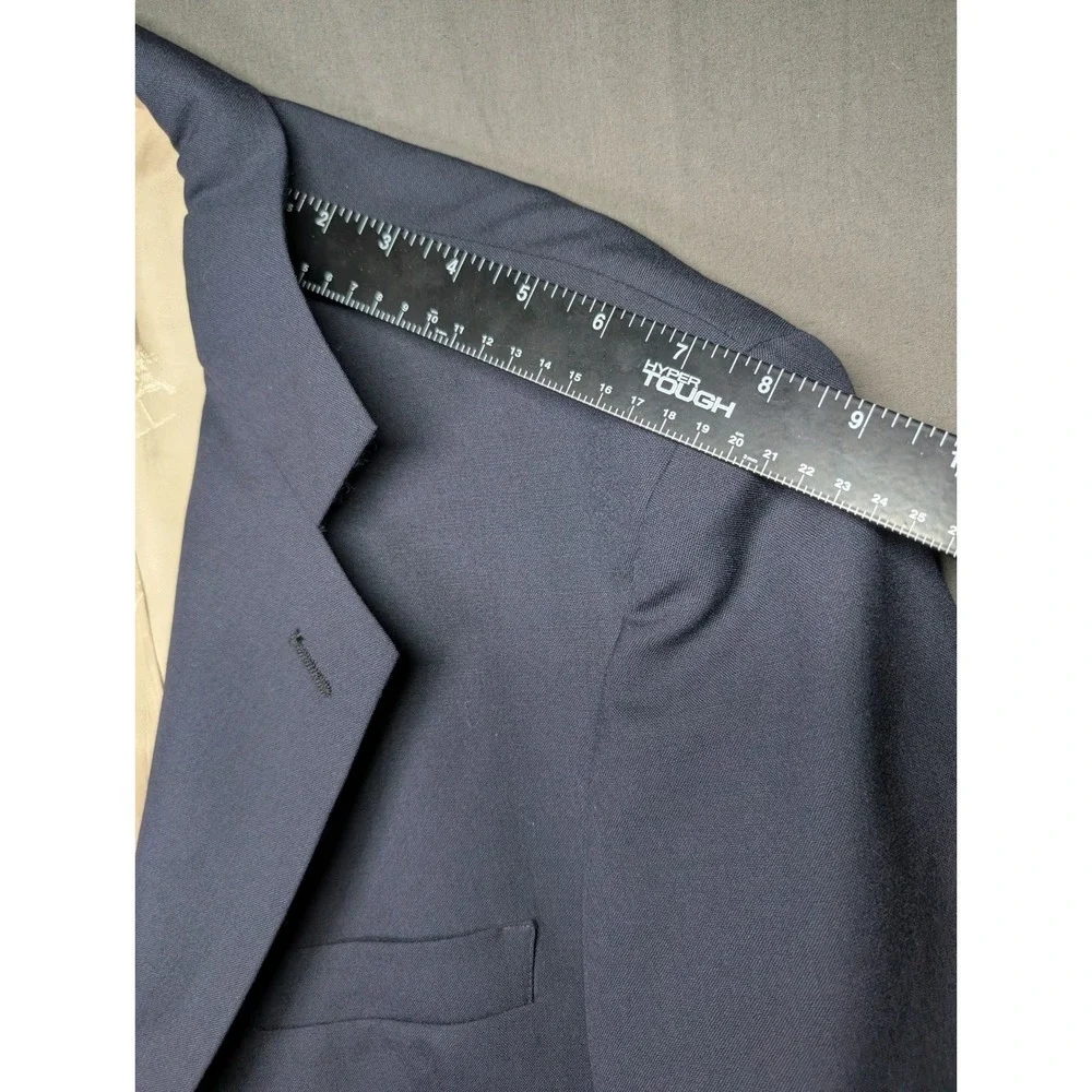 Old School Bespoke Mens Navy Blue 3 Button Blazer Gold Crest Buttons Sport Coat